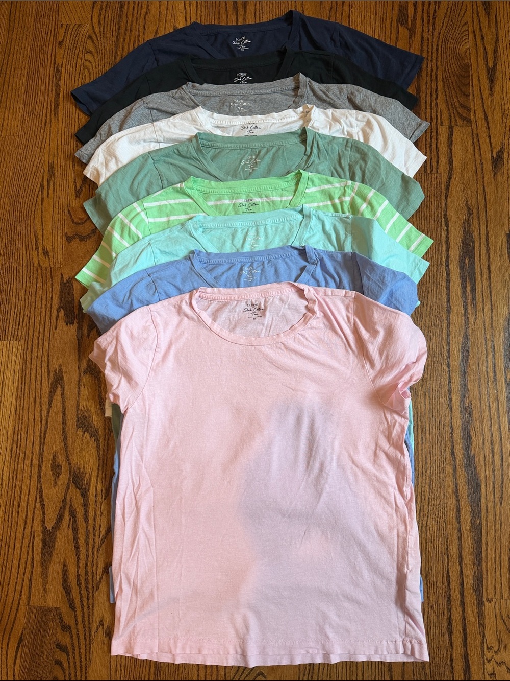 9 J. Crew White Black Gray Blue Slub Cotton Crew Neck Short Sleeve Tee Shirts XL